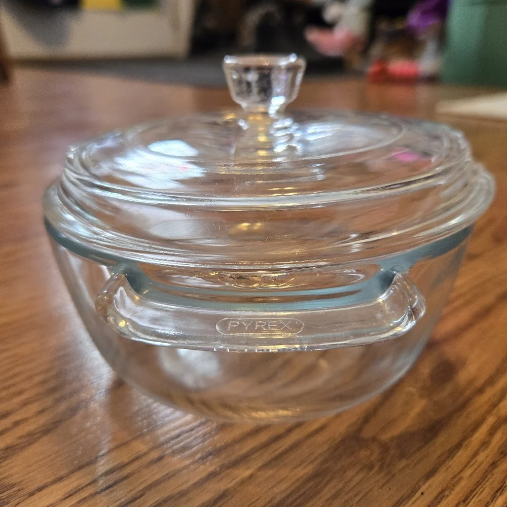 Vintage PRYEX Round Casserole Clear Glass Baking Dish with Lid 451 France X Bake